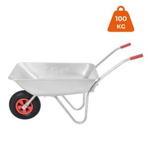 Schubkarre LARRY verzinkt, max. Kapazität 80 l/100 kg, silber/schwarz