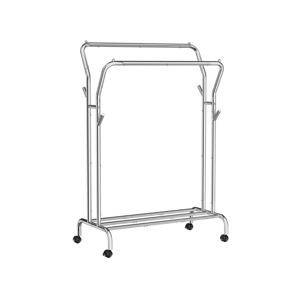 Kleiderständer MATILDA auf Rollen, max. 100 kg, 155x103x52 cm, silber