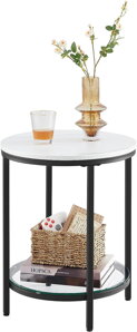 Beistelltisch ERIC mit Marmor-Design, 45x55 cm, schwarz/weiß