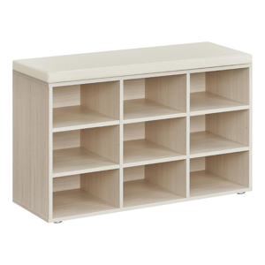 Schuhschrank mit gepolsterter Sitzbank GABI,9 Fächer, 30,3 x 78,5 x 48 cm, naturbeige 