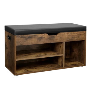 Schuhschrank mit Bank und Stauraum LUJZA, 80x30x44 cm, dunkelbraun/schwarz