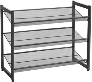 Stapelbares Schuhregal IDA, 3 Regalböden, 74x31x63 cm, schwarz