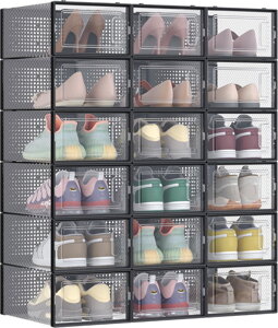 Schuh-Organizer MARI, 18 Fächer, transparent/schwarz
