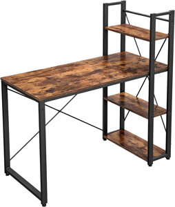 Schreibtisch mit Regalen AURE, 97x56x120 cm, schwarz/braun