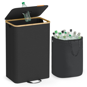 Mülltrennsystem für Flaschen und Dosen ECOVIA, 100 l, schwarz/beige