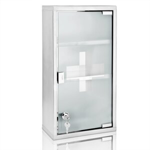 Wandapotheke SAVE, 25x12x48,5 cm, silber