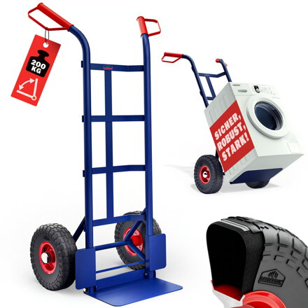 Klappbare Sackkarre CART mit Luftreifen, max. 200 kg, blau