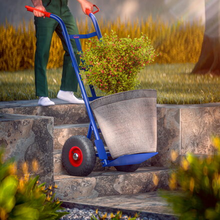 Klappbare Sackkarre CART mit Luftreifen, max. 200 kg, blau