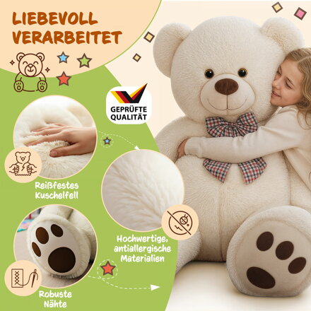 Großer Plüschbär BENY, 100 cm, creme