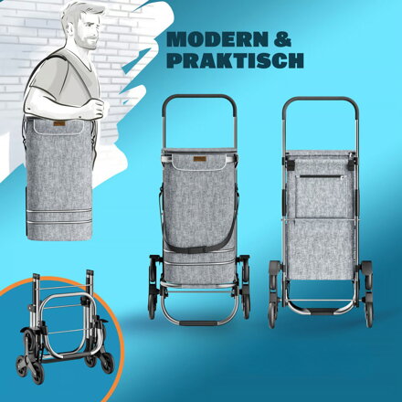 Einkaufstrolley COMFORT für Treppen, 50l, grau