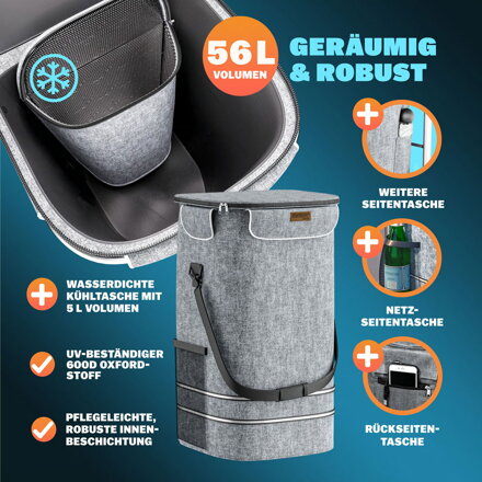 Einkaufstrolley COMFORT für Treppen, 50l, grau