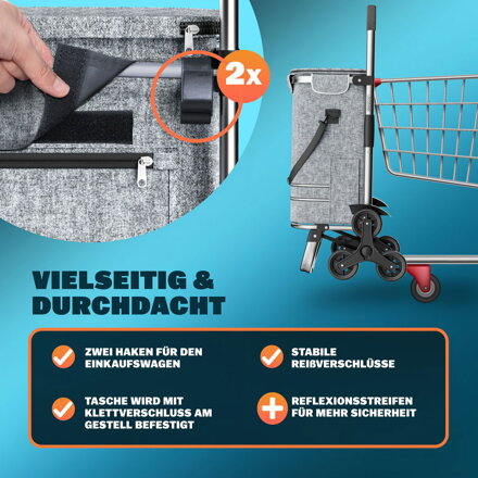Einkaufstrolley COMFORT für Treppen, 50l, grau