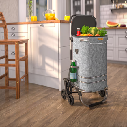 Einkaufstrolley COMFORT für Treppen, 50l, grau
