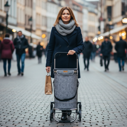 Einkaufstrolley COMFORT für Treppen, 50l, grau