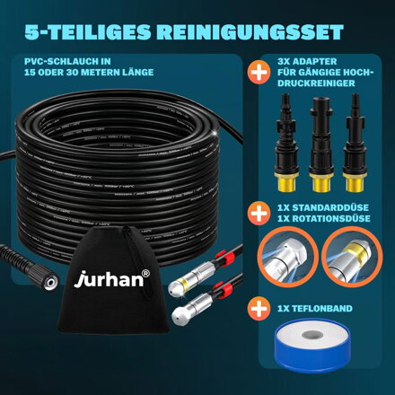 Rohrreinigungsset Premium, 15 m, schwarz