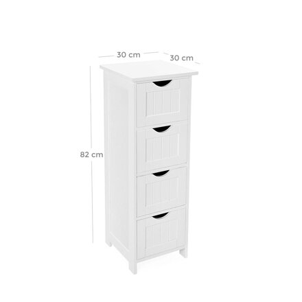Badezimmerschrank mit 4 Schubladen PAULA, 30x30x82 cm, weiß