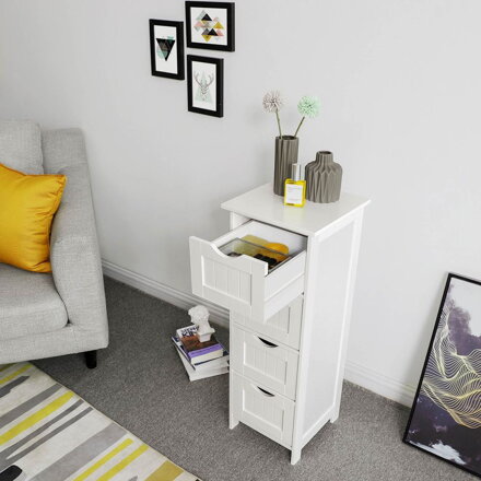 Badezimmerschrank mit 4 Schubladen PAULA, 30x30x82 cm, weiß