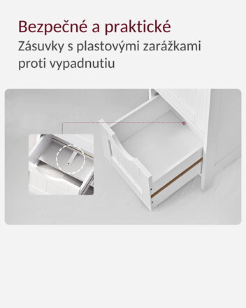Badezimmerschrank mit 4 Schubladen PAULA, 30x30x82 cm, weiß