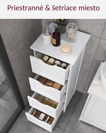 Badezimmerschrank mit 4 Schubladen PAULA, 30x30x82 cm, weiß