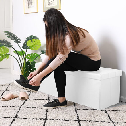 Sitzbank mit Stauraum BELLA, 115x40x40 cm, weiß