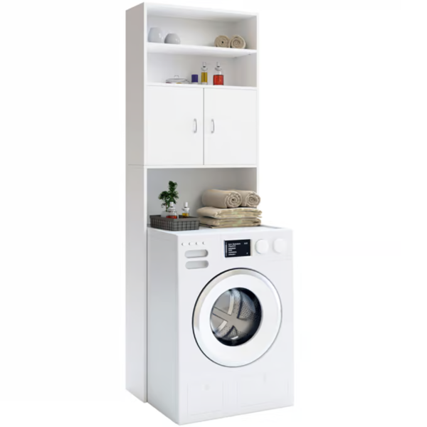 Vysoká skrinka nad práčku SILKE, 185x63x20cm, biela