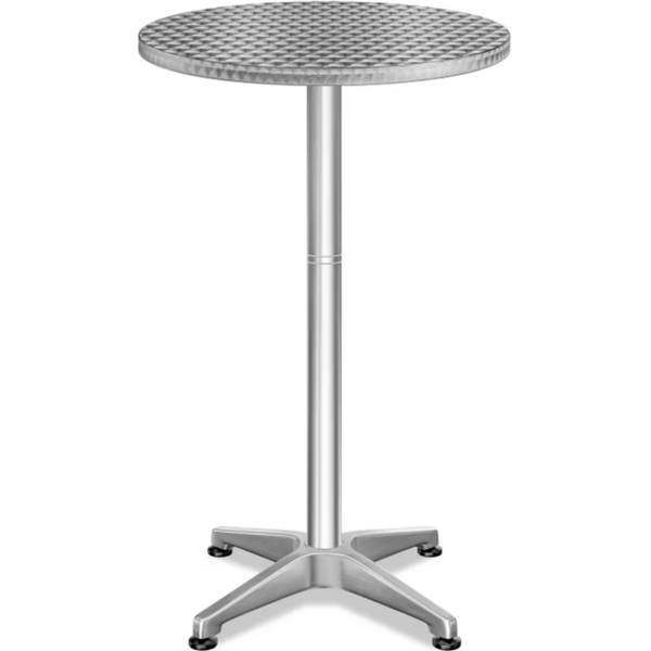 Höhenverstellbarer Aluminium Stehtisch NERO, Ø60cm, silber