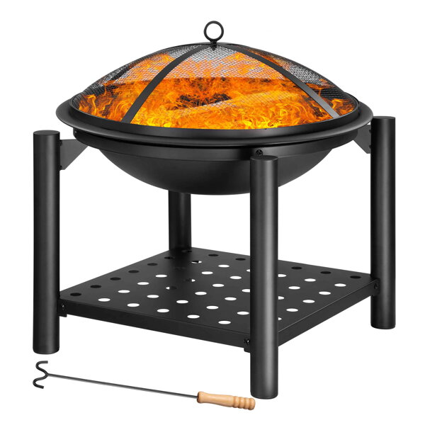 Feuerschale mit Holzablage FIRE, Ø 55 cm, schwarz