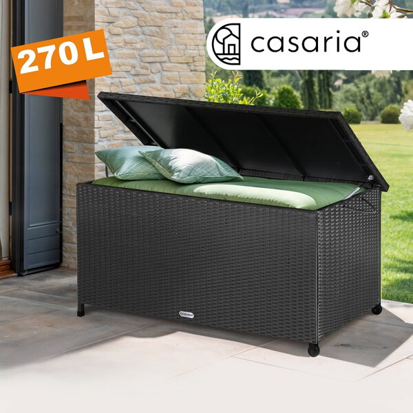 Polyrattan-Aufbewahrungsbox RICCO, 122x56x61 cm, schwarz