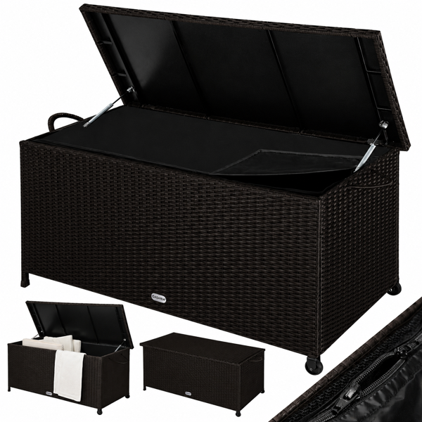 Polyrattan-Aufbewahrungsbox RICCO, 117 x 53 x 60 cm, dunkelbraun