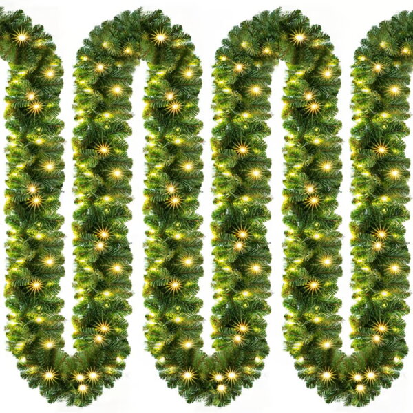 Weihnachtsgirlande ANDREA mit Beleuchtung, 10m, grün