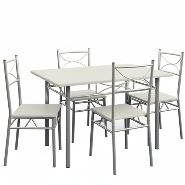 Essgruppe PAUL, 5-teilig, samtweiß