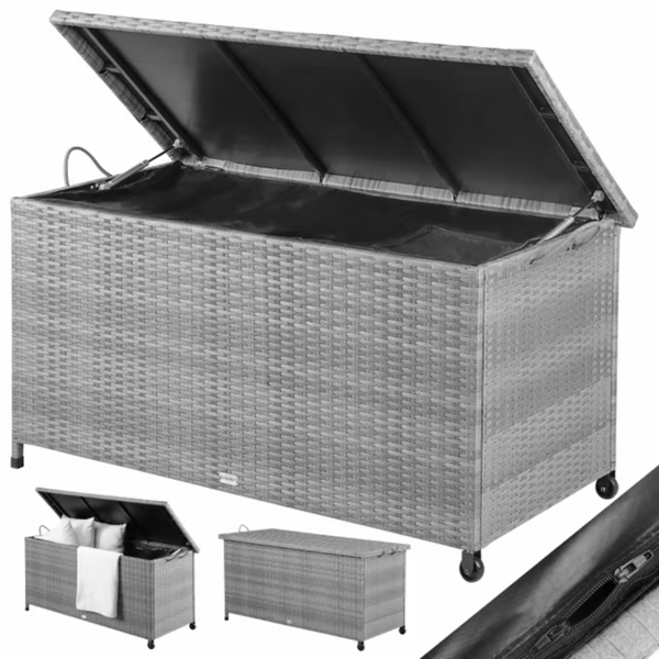 Polyrattan-Aufbewahrungsbox RICCO, 117x53x60cm, grau