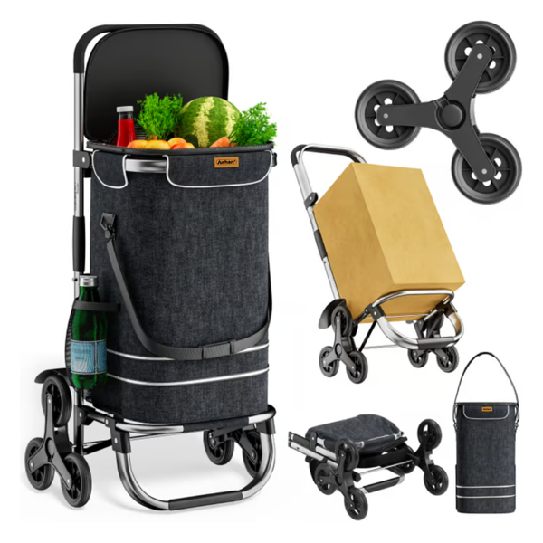 Einkaufstrolley COMFORT für Treppen, 50 l, schwarz
