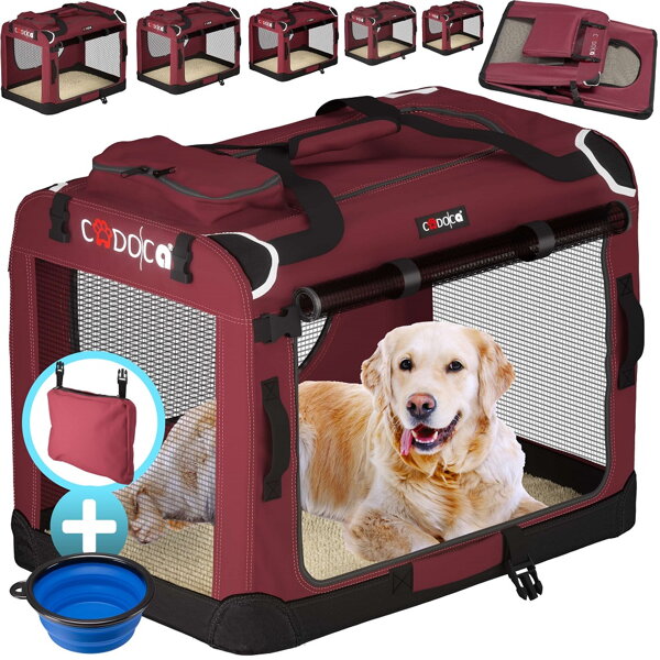 Transporttasche für Hunde und Katzen ELI, 60x42x42 cm, dunkelrot