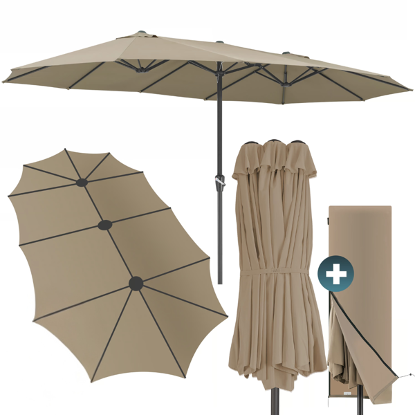 Doppelsonnenschirm MIAMI, 460x270cm, braun-grau (taupe)