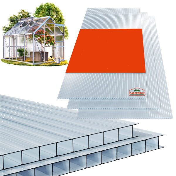 Hohlkammer-Polycarbonat MARK 6 mm, 60,5x121x0,6 cm, 10 Stück, transparent