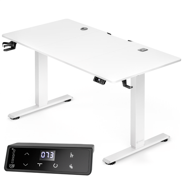 Höhenverstellbarer Bürotisch FLEXI, 140x60x72–117cm, weiß