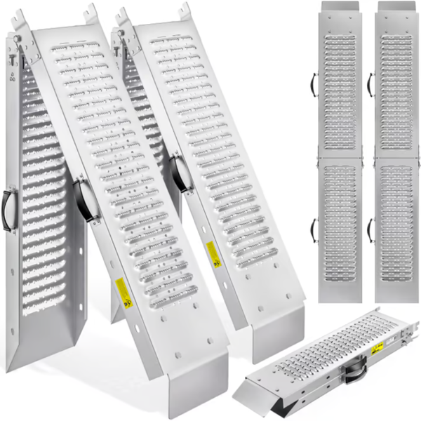 Auffahrrampen für Autos DRIVE, klappbar, 2er-Set, max. 400 kg, 160 cm, silbern