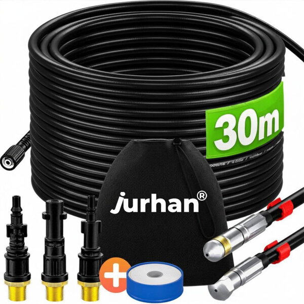 Rohrreinigungsset Premium, 30 m, schwarz