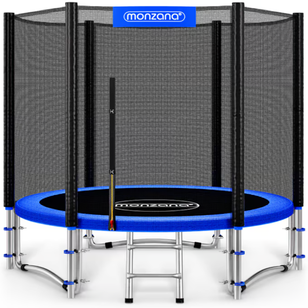 Trampolin mit Sicherheitsnetz JUMP, Ø244cm, schwarz/blau