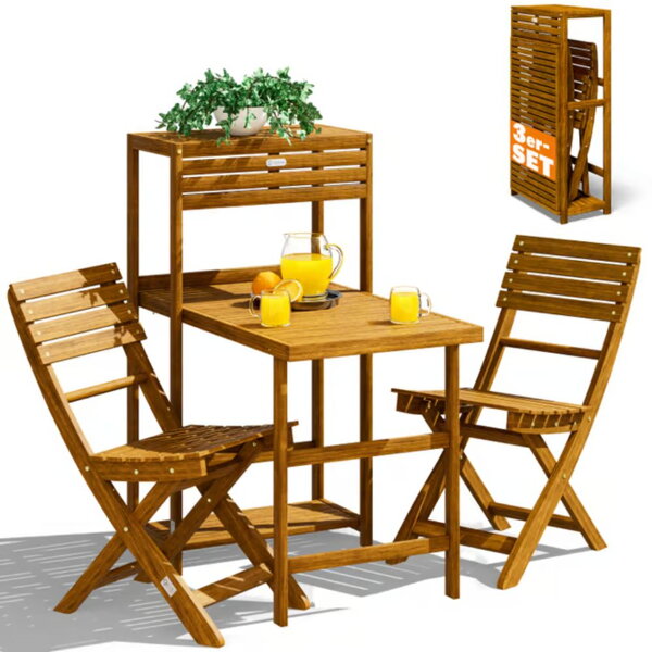 Balkon-Set PATIO, 3-teilig, naturholz