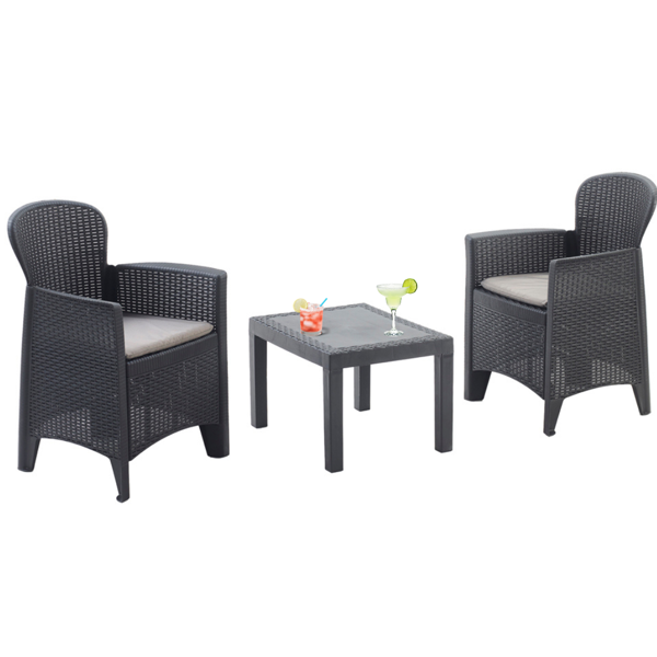 Gartenmöbel-Set AKITA, 3-teilig, anthrazit