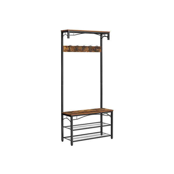 Flurgarderobe HENRY mit Schuhablage, 80x30x178,5 cm, braun/schwarz