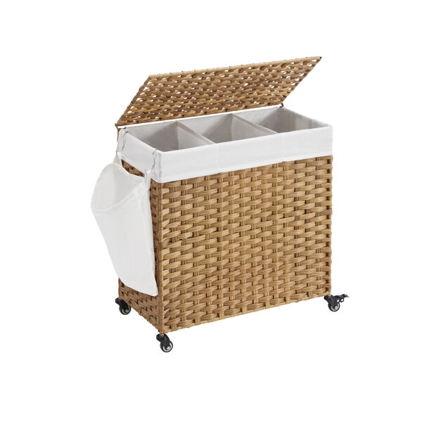Wäschekorb mit Rollen aus Polyrattan AVA, 140 l, naturbraun