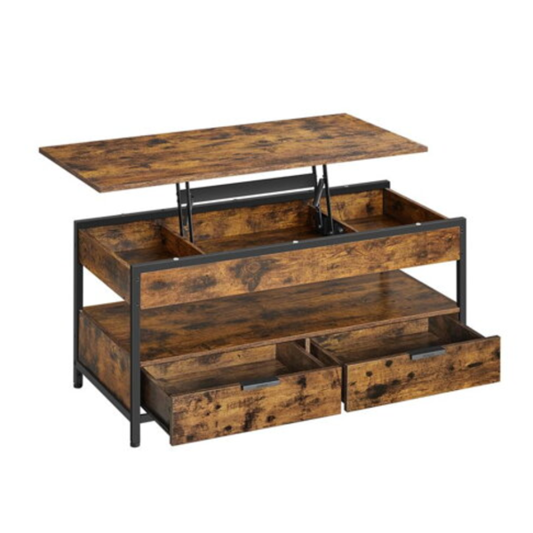 Höhenverstellbarer Couchtisch GASPAR, 50x100x(48-63) cm, braun/schwarz