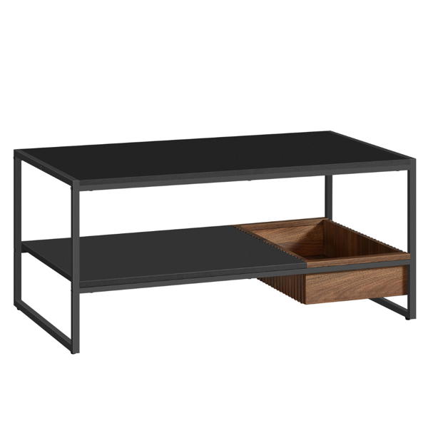 Couchtisch DALLAS im Industrial-Stil, 45x55x100 cm, schwarz / braun