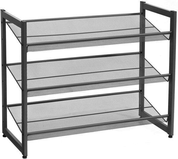 Stapelbares Schuhregal IDA, 3 Regalböden, 74x31x63 cm, schwarz