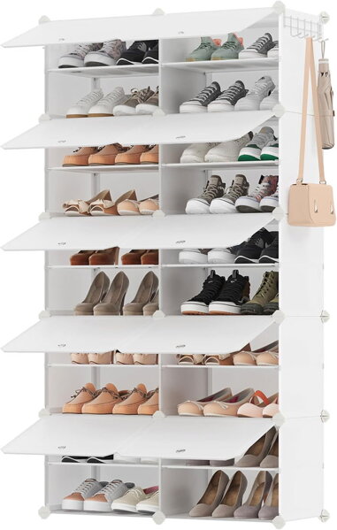Schuhorganizer KIMBERLY, 10 Boxen, weiß/transparent 