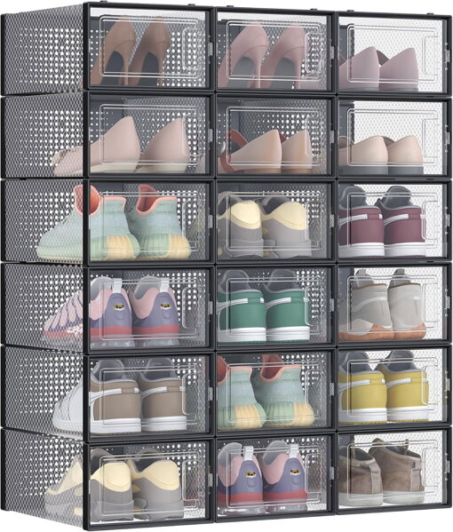Schuh-Organizer MARI, 18 Fächer, transparent/schwarz