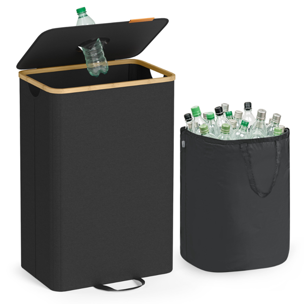 Mülltrennsystem für Flaschen und Dosen ECOVIA, 100 l, schwarz/beige